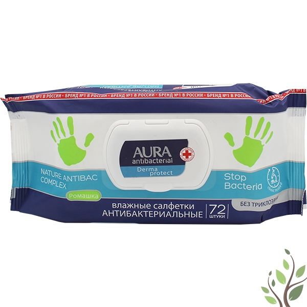 Aura Derma protect antibakteriális törlőkendő 72db