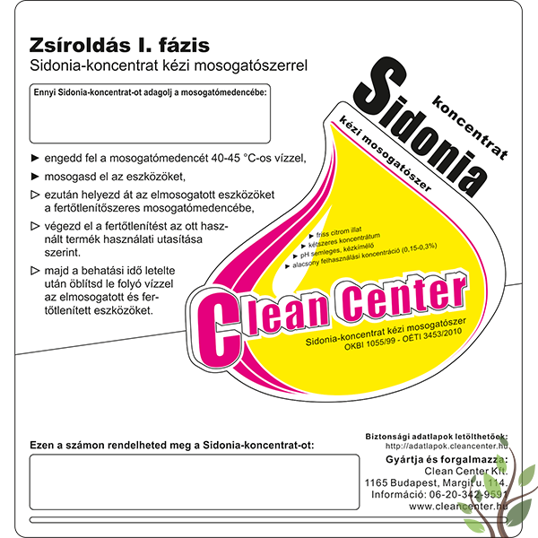 Sidonia-koncentrat I.fázis kísérőmatrica
