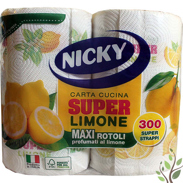 Nicky Super Lemon kéztörlő 2 tekercs, 2 réteg, 150 lap mintás
