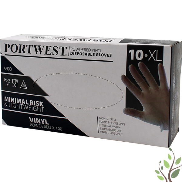 Portwest vinyl kesztyű, púderes XL 100db