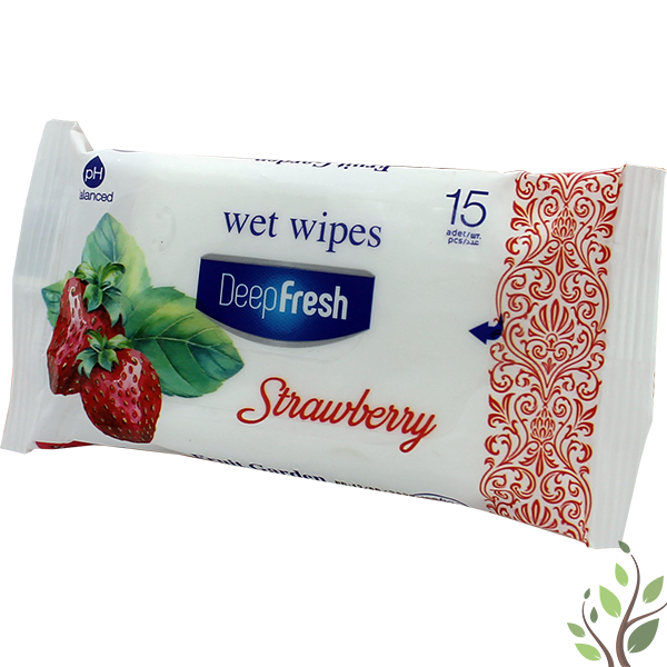 DeepFresh nedves törlőkendő 15db Strawberry
