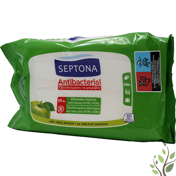 Septona antibakteriális törlőkendő 60db zöldalma